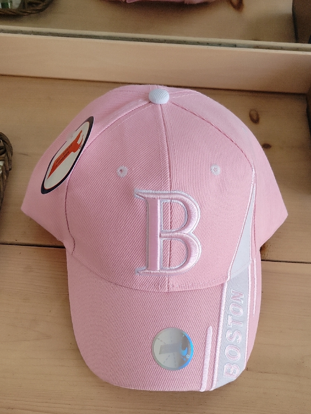 Pink "B" Boston Bay State Apparel Baseball Cap